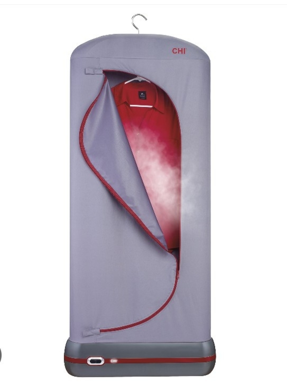 CHI Gray and Red Garment Steamer Closet - Vertical Clothing Steamer